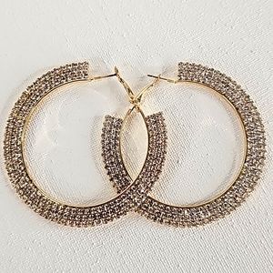 Noir Gold Hoop with 3 Layer Bling Crystal Design